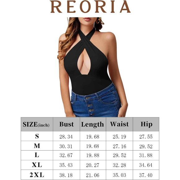 Women's Sexy Criss Cross Halter Neck Bodysuits Sleeveless Thong Tops Clubwear - Picture 5 of 5